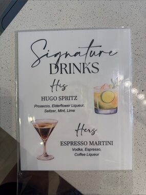 Signature Drinks Wall Art - White with Multicolor Illustrations